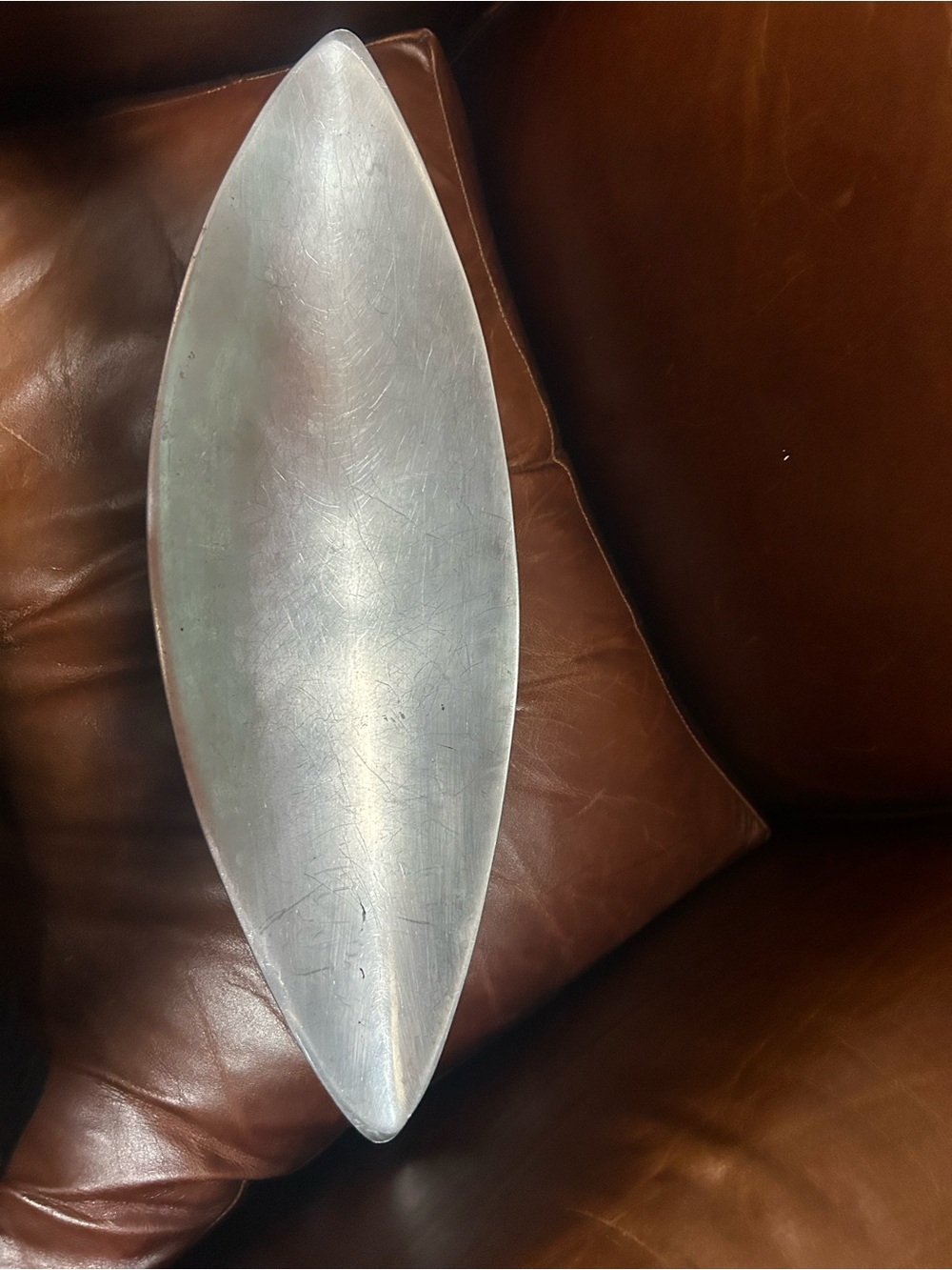 Vintage Nambé Bread Tray #550 Leaf Shape Or Oval “ Nambe “Aluminum